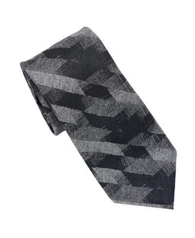 Karl Lagerfeld Paris Large Houndstooth Print Tie In Gray