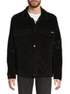 Karl Lagerfeld Men's Spread Collar Corduroy Stretch Cotton Jacket In Black