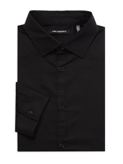 Karl Lagerfeld Men's Spread Collar Dress Shirt In Black