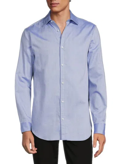 Karl Lagerfeld Men's Spread Collar Dress Shirt In Blue