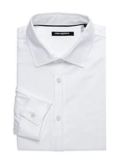 Karl Lagerfeld Men's Spread Collar Dress Shirt In White