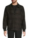 Karl Lagerfeld Men's Spread Collar Plaid Jacket In Brown