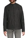 Karl Lagerfeld Men's Stand Collar Pebble Textured Jacket In Black
