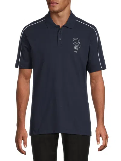 Karl Lagerfeld Men's Stretch-cotton Polo Shirt In Navy