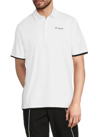 Karl Lagerfeld Men's Stretch Pima Cotton Tipped Polo Shirt In White