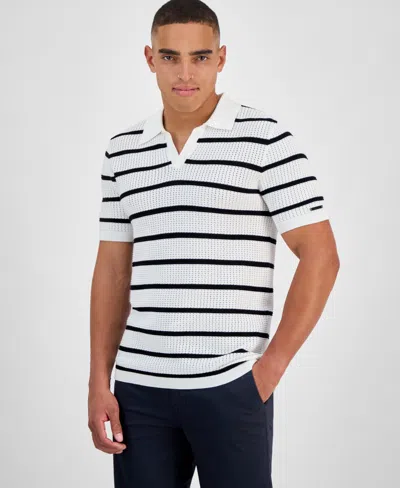 KARL LAGERFELD MEN'S STRIPE SWEATER POLO