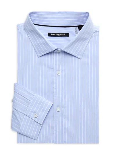Karl Lagerfeld Men's Striped Dress Shirt In Blue White