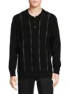 KARL LAGERFELD MEN'S STRIPED LAYERED SLEEVE POLO SWEATER