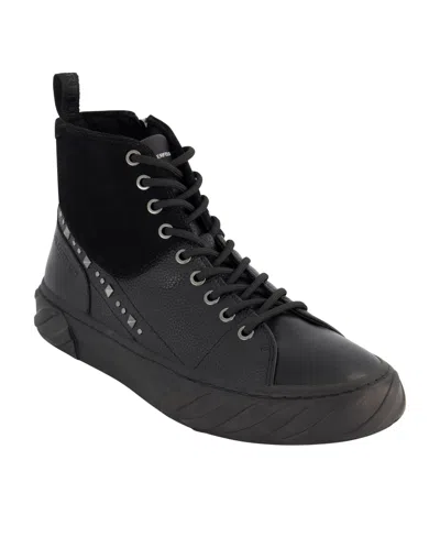 Karl Lagerfeld Men's Studded High Top Fashion Sneaker In Black