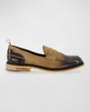 Karl Lagerfeld Men's Suede And Patent Leather Penny Loafers In Cognac