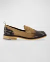 KARL LAGERFELD MEN'S SUEDE AND PATENT LEATHER PENNY LOAFERS