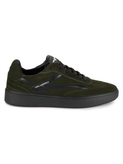 Karl Lagerfeld Men's Suede Low Top Sneakers In Olive