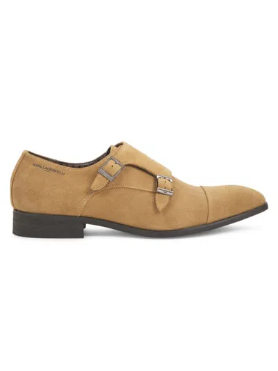 Karl Lagerfeld Men's Suede Monk Shoes In Taupe