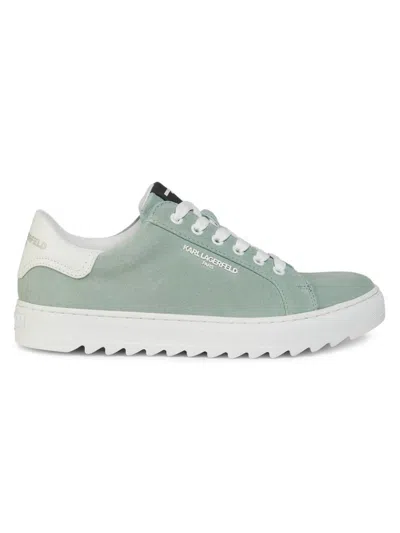 Karl Lagerfeld Men's Suede Platform Low-top Sneakers In Green