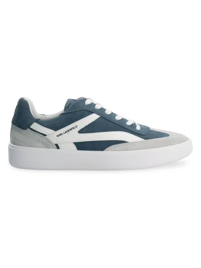 Karl Lagerfeld Men's Suede Side-k T-toe Low-top Sneakers In Blue