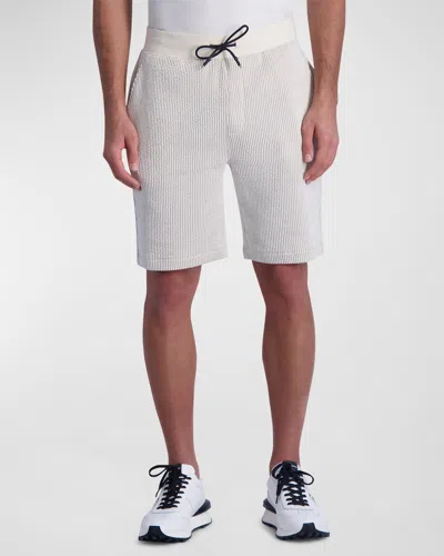Karl Lagerfeld Men's Textured Drawcord Shorts In Natural