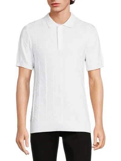 Karl Lagerfeld Men's Textured Knit Polo In White