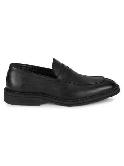 Karl Lagerfeld Men's Textured Leather Penny Loafers In Black