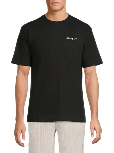 Karl Lagerfeld Men's Textured Logo Cotton-blend T-shirt In Black