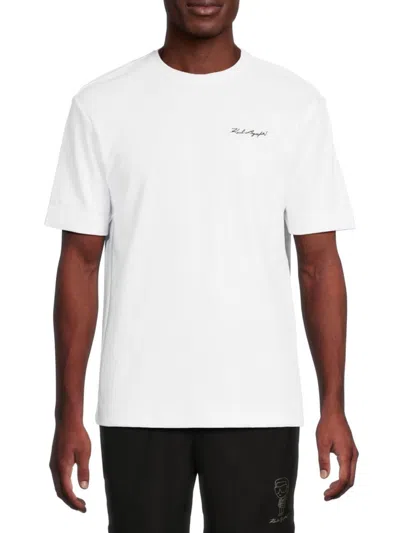 Karl Lagerfeld Men's Textured Logo Cotton-blend T-shirt In White