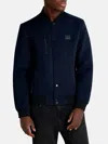 Karl Lagerfeld Men's Textured Logo Regular-fit Bomber Jacket In Blue