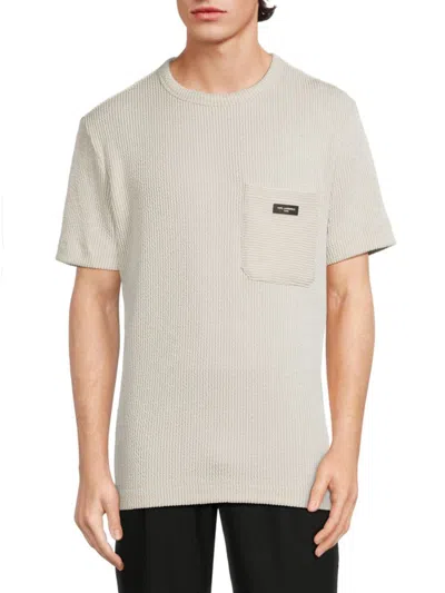 Karl Lagerfeld Men's Textured Patch Pocket T-shirt In White Beige