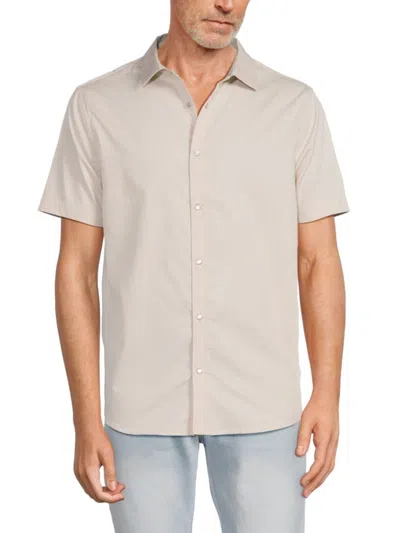 Karl Lagerfeld Men's Textured Short Sleeve Shirt In Beige