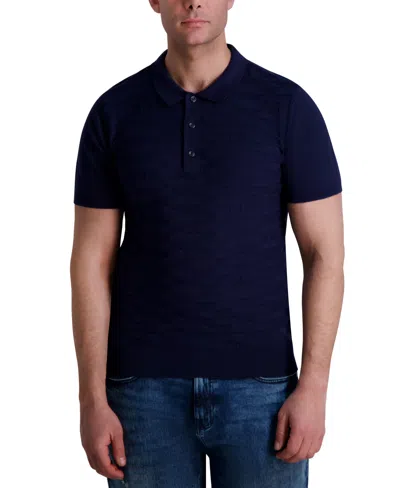 KARL LAGERFELD MEN'S TEXTURED SWEATER POLO SHIRT