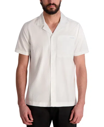 Karl Lagerfeld Men's Textured Tonal Checkered Shirt In White