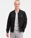 Karl Lagerfeld Men's Textured Varsity Zip Bomber Jacket In Black