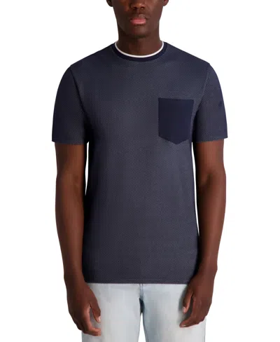 Karl Lagerfeld Men's Textured Waffle Knit T-shirt In Blue