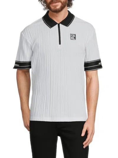 Karl Lagerfeld Men's Tipped Polo In White