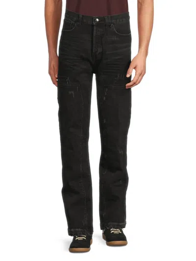 Karl Lagerfeld Men's Whiskered Distressed Jeans In Black