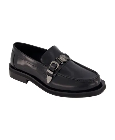 KARL LAGERFELD MEN'S WHITE LABEL BOX LEATHER MOC TOE LOAFERS