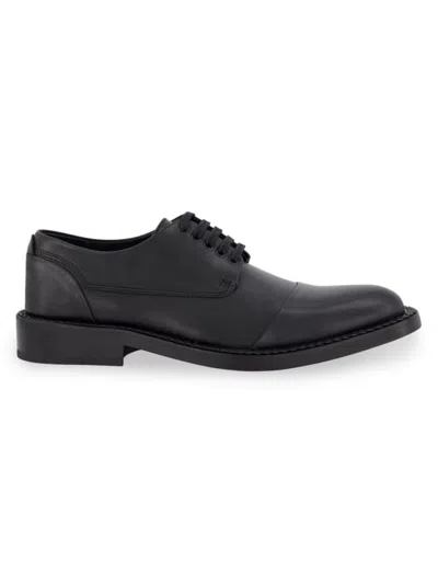 Karl Lagerfeld Men's White Label Cap Toe Leather Derby Shoes In Black