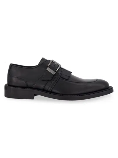 Karl Lagerfeld Men's White Label Kilted Monk Strap Shoes In Black