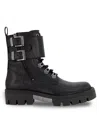 Karl Lagerfeld Leather Combat Boot In Black