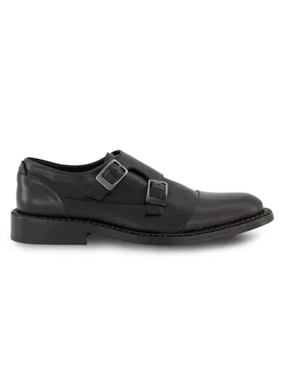Karl Lagerfeld Men's White Label Leather Double Monk Strap Shoes In Black