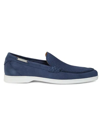 Karl Lagerfeld Men's Woven Vamp Leather Loafers In Blue