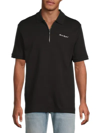 Karl Lagerfeld Men's Zip-up Polo In Black