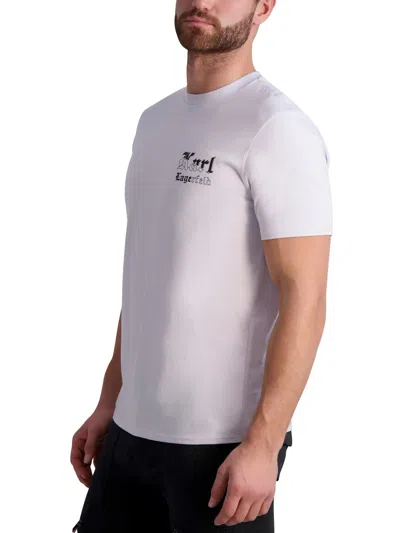 Karl Lagerfeld Mens Logo Cotton Graphic T-shirt In White