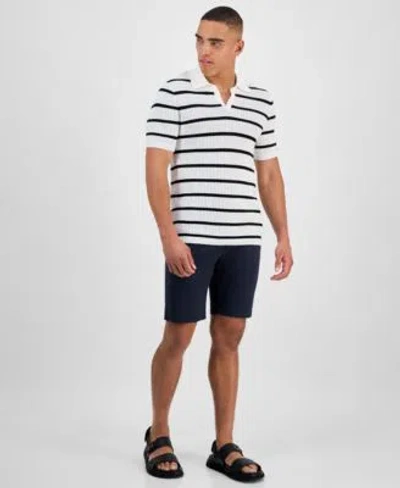 Karl Lagerfeld Mens Stripe Polo Shirt Shorts In White