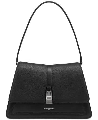 Karl Lagerfeld Mercerie Medium Leather Satchel In Black