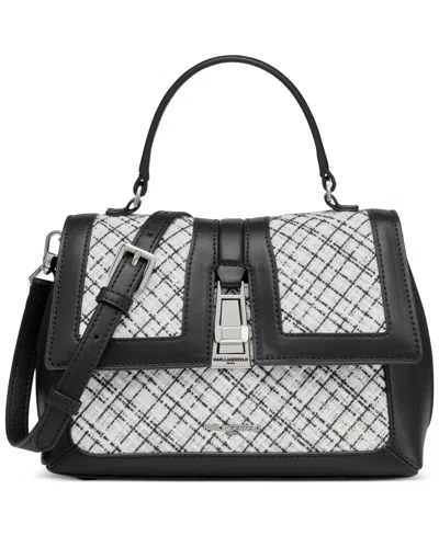 Karl Lagerfeld Mercerie Top Handle Crossbody In Black,white