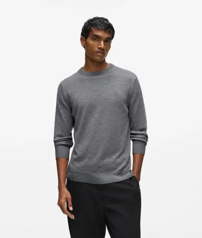 Karl Lagerfeld Merino Wool Crew Neck Sweater In Multi