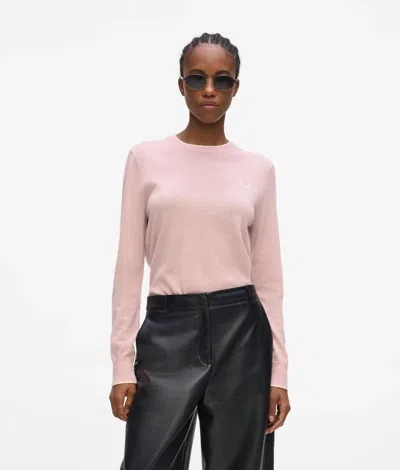 Karl Lagerfeld Merino Wool Crewneck Sweater In Pink