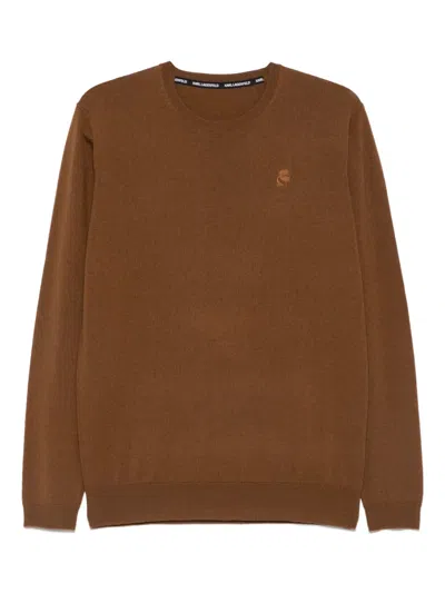 Karl Lagerfeld Merino-wool Jumper In Brown