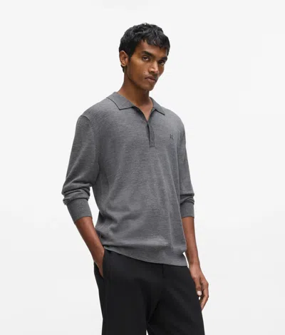 Karl Lagerfeld Merino Wool Long-sleeved Polo Shirt