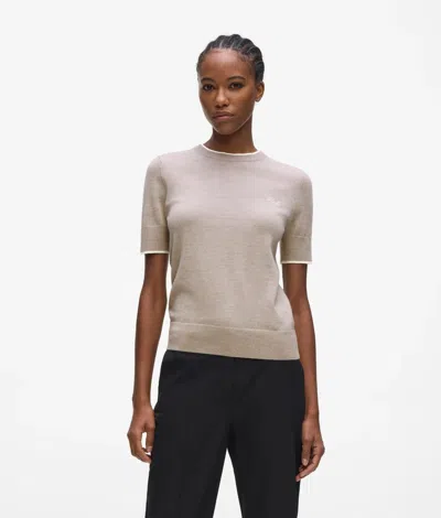 Karl Lagerfeld Merino Wool T-shirt In Gray