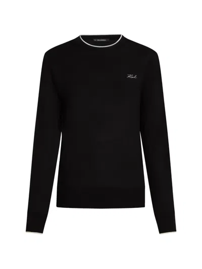 Karl Lagerfeld Merino-wool Sweater In Black